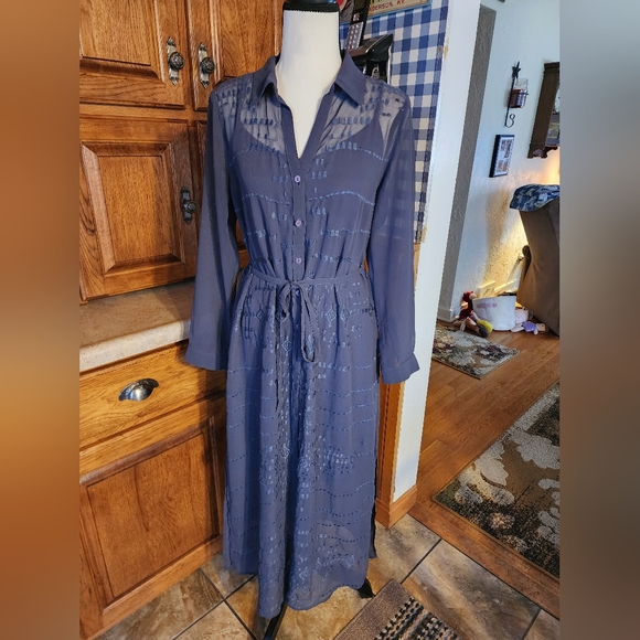 Soft Surroundings Ibiza Georgette Embroidered Maxi Dress Size PS - Picture 7 of 12